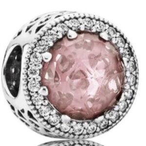 Pandora Radiant Hearts Charm with Blush Pink Crystal – Retired Sterling Silver
